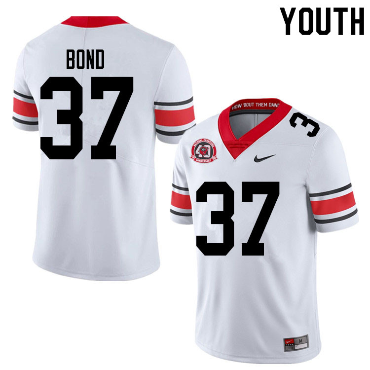 Georgia Bulldogs Youth Patrick Bond #37 White 2020 1980 National Champions 40th Anniversary Stitched College UGA Football Jersey 23LA010AK